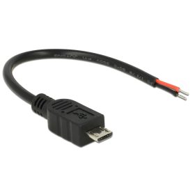   Delock kábel USB 2.0 Micro-B apa > 2 x nyitott vezetékű 10 cm Raspberry Pi (DL-82697)