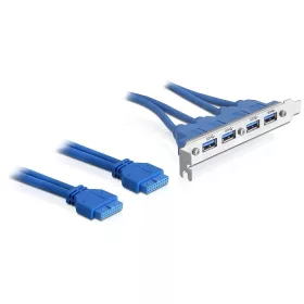   Delock Slot bracket USB 3.0 tűs fejléc 19 tűs 2 x belső > 4 x USB 3.0-A anya külső (DL-82974)