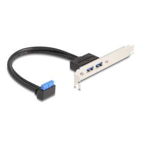   Delock Hornyos konzolos kábel 1 db. USB 5 Gbps tűfejes anya 90 -ban hajlított végződéssel és 2 db. USB 5 Gbps A-típusú anya végződéssel 50 cm (DL-83015)