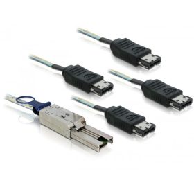   Delock mini SAS 26 tűs - 4db eSATA kábel (SFF 8088 - 4db eSATA) 1m (DL-83064)