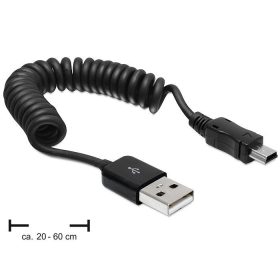   Delock USB 2.0-A anya > USB mini apa spirál kábel (DL-83164)