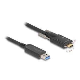   Delock Aktív optikai kábel USB 10 Gbps-A apa - USB Type-C  apa csatlakozó csavarokkal az oldalain, 10 m (DL-83206)