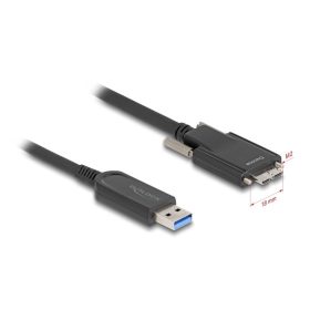   Delock Aktív optikai kábel USB 10 Gbps-A apa > USB 10 Gbps Micro-B Típusú dugó csavarokkal ellátott 15 m (DL-83217)