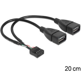   Delock USB 2.0 A típus, 2 x anya - pin fejes kábel (DL-83292)