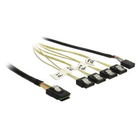   Delock Kábel Mini SAS SFF-8087 > 4 x 7 tus SATA fordított + oldalsáv, 1 m (DL-83319)