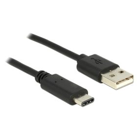   Delock USB 2.0-s kábel A-típusú csatlakozódugóval > USB C típus 2.0 csatlakozódugóval, 0,5 m, fekete (DL-83326)