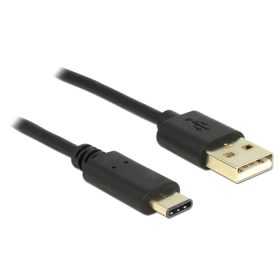   Delock USB 2.0-s kábel A-típusú csatlakozódugóval > USB Type-C 2.0 csatlakozódugóval, 2,0 m, fekete (DL-83327)