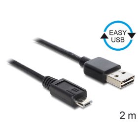   Delock EASY-USB 2.0 -A apa > USB 2.0 micro-B apa kábel, 2 m (DL-83367)