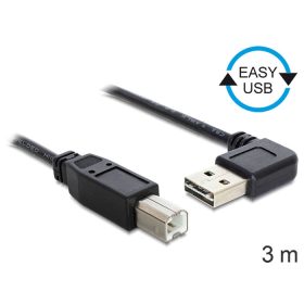   Delock EASY-USB 2.0 -A apa hajlított > USB 2.0-B apa kábel, 3 m (DL-83376)
