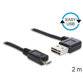   Delock EASY-USB 2.0 -A apa hajlított > USB 2.0 micro-B apa kábel, 2 m (DL-83383)