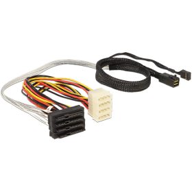   Delock Mini SAS HD x 4 SFF 8643 apa > 4 x SAS 29 Pin SFF 8482 anya kábel, 0,5 m (DL-83390)