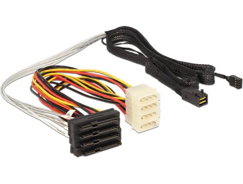 Delock Mini SAS HD x 4 SFF 8643 apa > 4 x SAS 29 Pin SFF 8482 anya kábel, 1 m