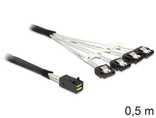 Delock Mini SAS HD x 4 SFF 8643 apa > 4 x SATA 7 Pin anya kábel, 0,5 m