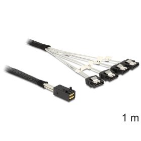   Delock Mini SAS HD x 4 SFF 8643 apa > 4 x SATA 7 Pin anya kábel, 1 m (DL-83393)