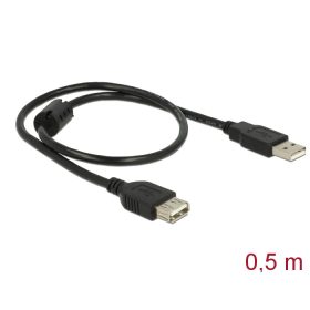   Delock USB2.0 hosszabító kábel A-tip. dugó > A-tip aljzat csatlakozókkal, 0.5m (DL-83401)