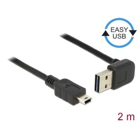   Delock Kábel EASY-USB 2.0-s A típusú csatlakozódugó, ívelt felfelé / lefelé > USB 2.0-s Mini-B-típus (DL-83544)