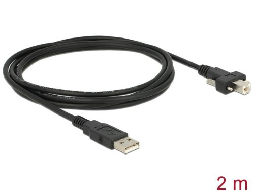 Delock Kábel USB 2.0 A típusú dugó > USB 2.0 B típusú dugó csavarokkal ellátott 2 m