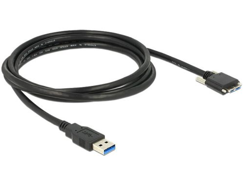 Delock Kábel USB 3.0 A típusú dugó > USB 3.0 Micro-B típusú dugó csavarokkal ellátott 2 m