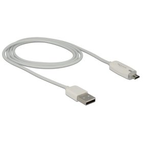   Delock USB2.0 micro USB adat- és töltőkábel LED visszajelzéssel, fehér színű (DL-83604)