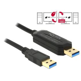   Delock 1,5 m hosszú Data Link + KM kapcsolós kábel USB 3.0 A típusú dugó > USB 3.0 A típusú dugó (DL-83647)
