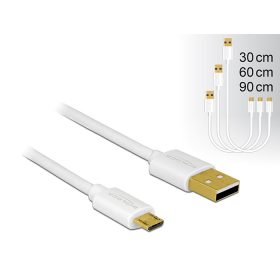  Delock Adat- és tölto kábel USB 2.0 A-típusú csatlakozóval > USB 2.0 Micro B típusú csatlakozó 3 db (DL-83679)