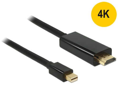Delock Kábel mini Displayport 1.1 dugó - High Speed HDMI A dugó 4K 1 m, aranyozott, fekete