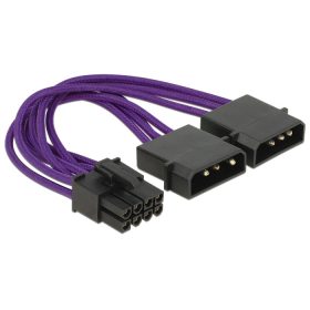   Delock tápkábel PCI Express 8 tűs apa > 2 x 4 tűs apa textil árnyékolás lila (DL-83705)