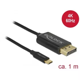   Delock USB Type-C koax kábel DisplayPort-hoz (DP Alt Mode) 4K 60 Hz 1 m (DL-83709)