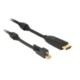   Delock Kábel mini Displayport 1.2-dugós csatlakozó csavarral > HDMI-csatlakozódugó 4K aktív fekete2m (DL-83730)