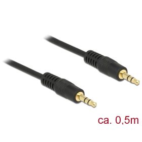   Delock Stereo Jack kábel 3.5 mm 3 pin apa > apa 0.5 m fekete (DL-83742)