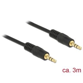   Delock Stereo Jack kábel 3.5 mm 3 pin apa > apa 3 m fekete (DL-83748)