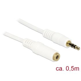  Delock Stereo Jack hosszabbító kábel 3.5 mm 3 pin apa > anya 0.5 m fehét (DL-83763)