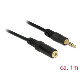   Delock Stereo Jack hosszabbító kábel 3.5 mm 3 pin apa > anya 1 m fekete (DL-83764)