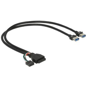   Delock USB 3.0 kábel tűfejes anya + USB 2.0 tűfejes anya > 2 x USB 3.0 A anya 45 cm (DL-83829)