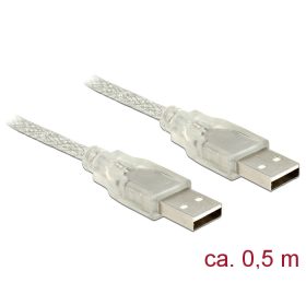   Delock USB 2.0-s kábel A-típusú csatlakozódugóval > USB 2.0-s, A-típusú csatlakozódugóval, 0,5 m, át (DL-83886)