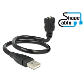   Delock kábel USB 2.0 Type-A apa > USB 2.0 Micro-B anya ShapeCable 0,35 m (DL-83921)