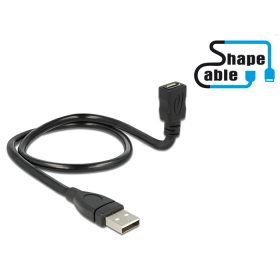   Delock kábel USB 2.0 Type-A apa > USB 2.0 Micro-B anya ShapeCable 0,50 m (DL-83922)
