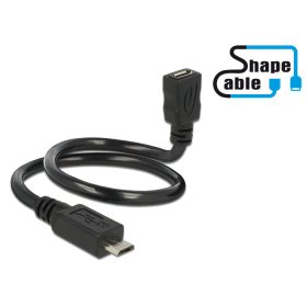   Delock kábel USB 2.0 Micro-B apa > USB 2.0 Micro-B anya OTG ShapeCable 0,35 m (DL-83924)