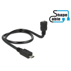  Delock kábel USB 2.0 Micro-B apa > USB 2.0 Micro-B anya OTG ShapeCable 0,50 m (DL-83925)