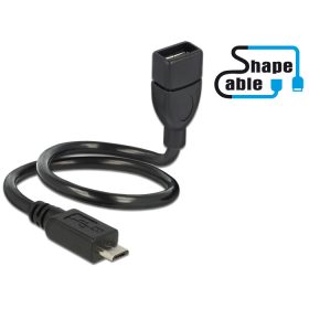   Delock kábel USB 2.0 Micro-B apa> USB 2.0 Type-A anya OTG ShapeCable 0.35 m (DL-83927)