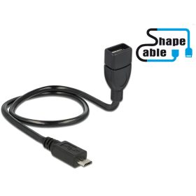  Delock kábel USB 2.0 Micro-B apa > USB 2.0 Type-A anya OTG ShapeCable 0,50 m (DL-83928)