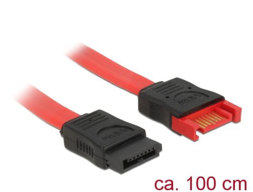 Delock SATA 6 Gb/s-s bővítőkábel csatlakozódugóval > SATA-s, csatlakozóhüvellyel, 100 cm, piros