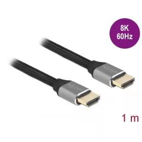   Delock Ultra nagy sebességű HDMI kábel 48 Gbps 8K 60 Hz szürke 1 m tanúsítvánnyal (DL-83995)
