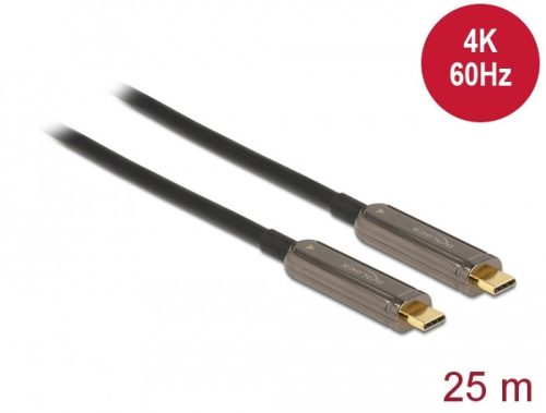 Delock Aktív optikai video kábel USB-C  csatlakozóval 4K 60 Hz 25 m hosszú