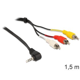   Delock kábel sztereo jack 3.5 mm 4 pin apa, forgatott > 3 x RCA apa, 1,5 m (DL-84504)