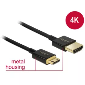   Delock kábel High Speed HDMI Ethernettel - HDMI-A apa> HDMI Mini-C apa3D 4K 2 m vékony Premium (DL-84778)