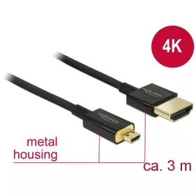   Delock Nagysebességű HDMI-kábel Ethernettel - HDMI-A-csatlakozódugó > HDMI Micro-D-csatlakozódugó, 3 (DL-84784)