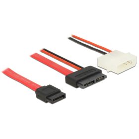   Delock kábel Slim SATA anya > SATA 7 tűs + 2 tűs tápcsatlakozó apa 50 cm (DL-84790)