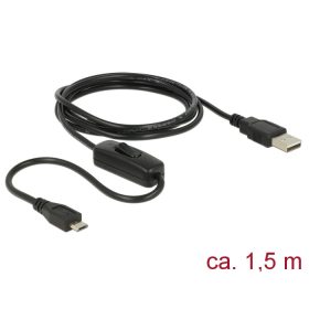   Delock Töltő kábel USB 2.0 Type-A apa > USB 2.0 Micro-B apa kapcsolóval, Raspberry Pi 1.5 m (DL-84803)