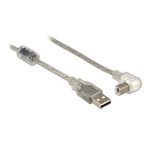   Delock USB 2.0-s kábel A-típusú dugó > USB 2.0 B-típusú dugó derékszögű 0,5 m áttetsző (DL-84811)